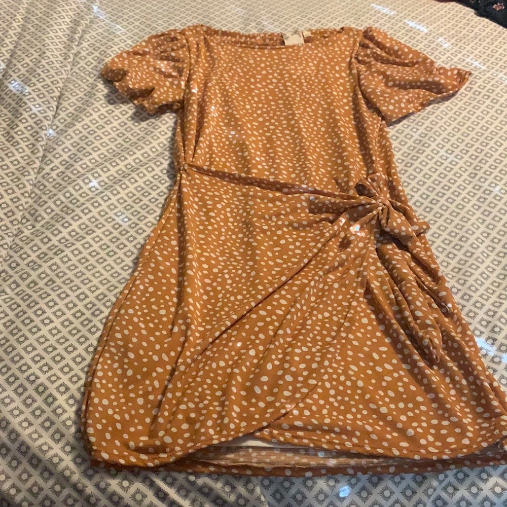 Orange faux wrap dress